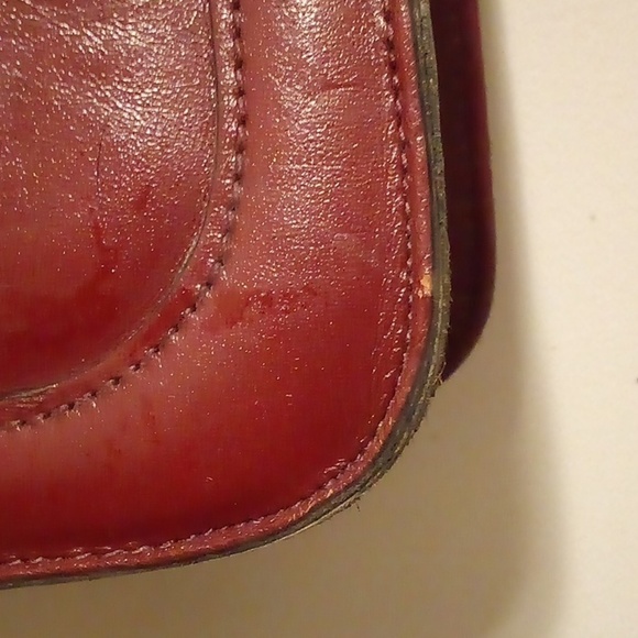 Handmade Leather Etienne Aigner Red Burgundy Messenger Shoulder Bag - Picture 8 of 15